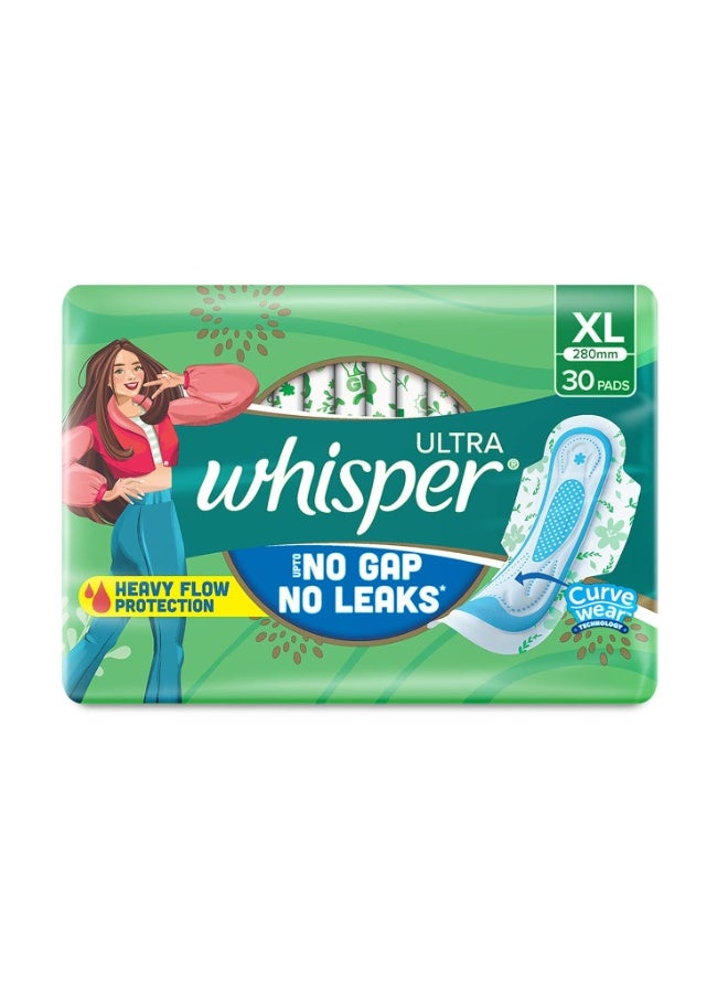 Whisper وسادات صحية وايتسبر الفائقة النظافة للنساء، XL، عبوة من 30 فوطة - Image 3